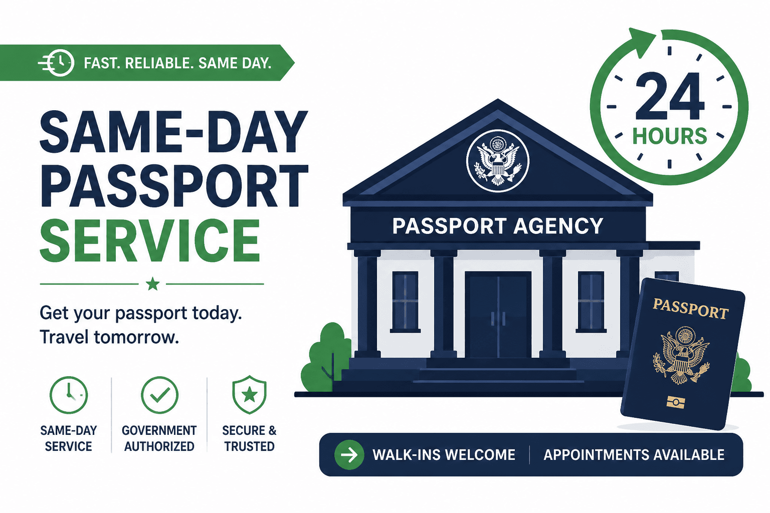 Traveler at a passport agency counter with documents and an appointment confirmation